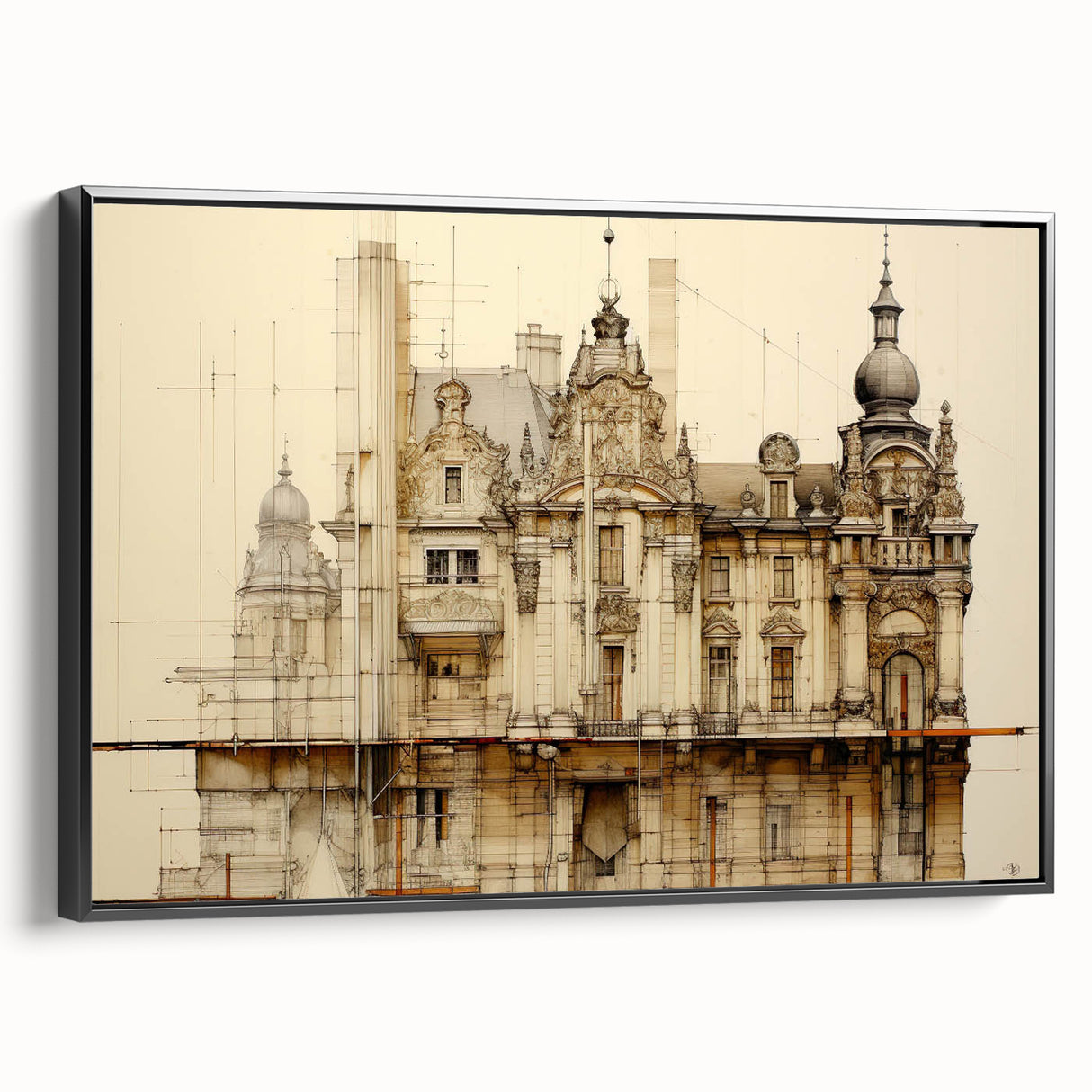 Vintage Architectural Art – Historic Building Illustration Print