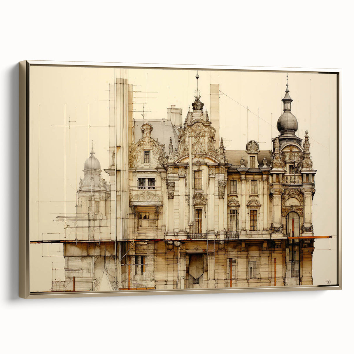 Vintage Architectural Art – Historic Building Illustration Print