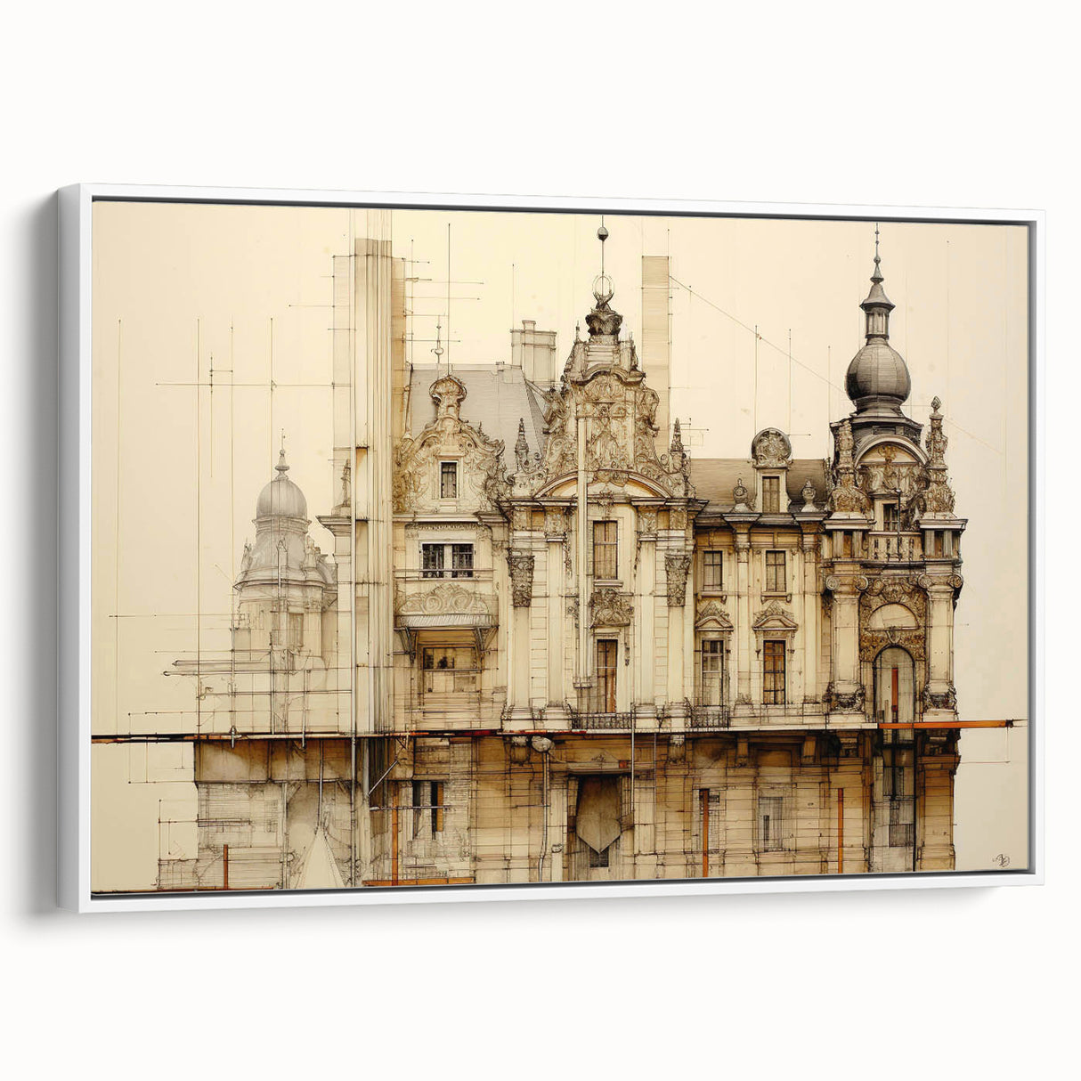 Vintage Architectural Art – Historic Building Illustration Print