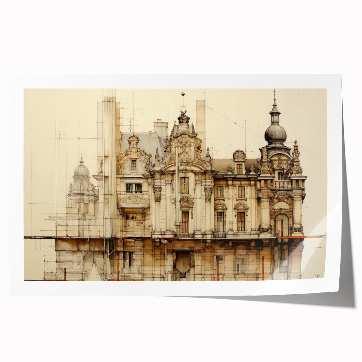 Vintage Architectural Art – Historic Building Illustration Print