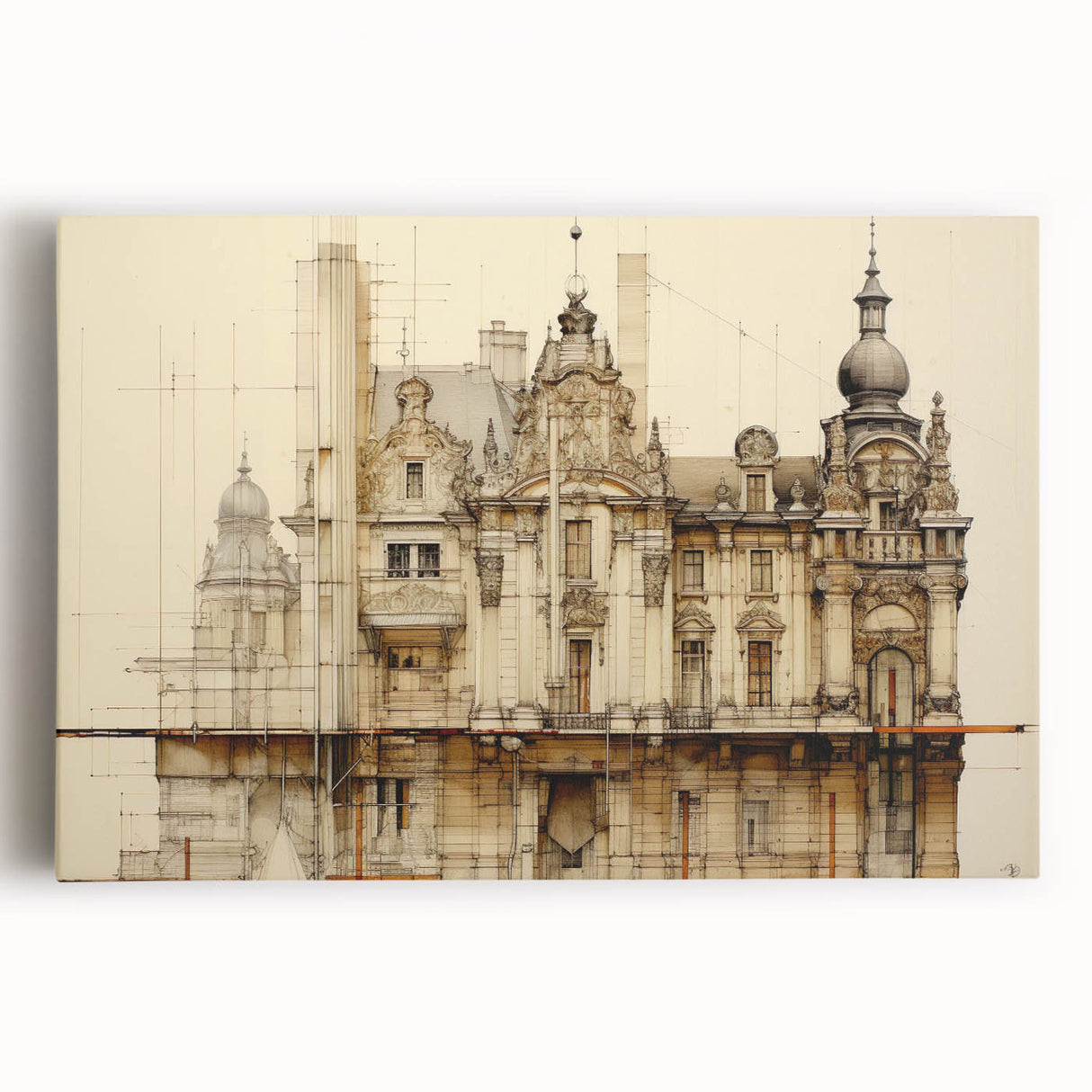 Vintage Architectural Art – Historic Building Illustration Print