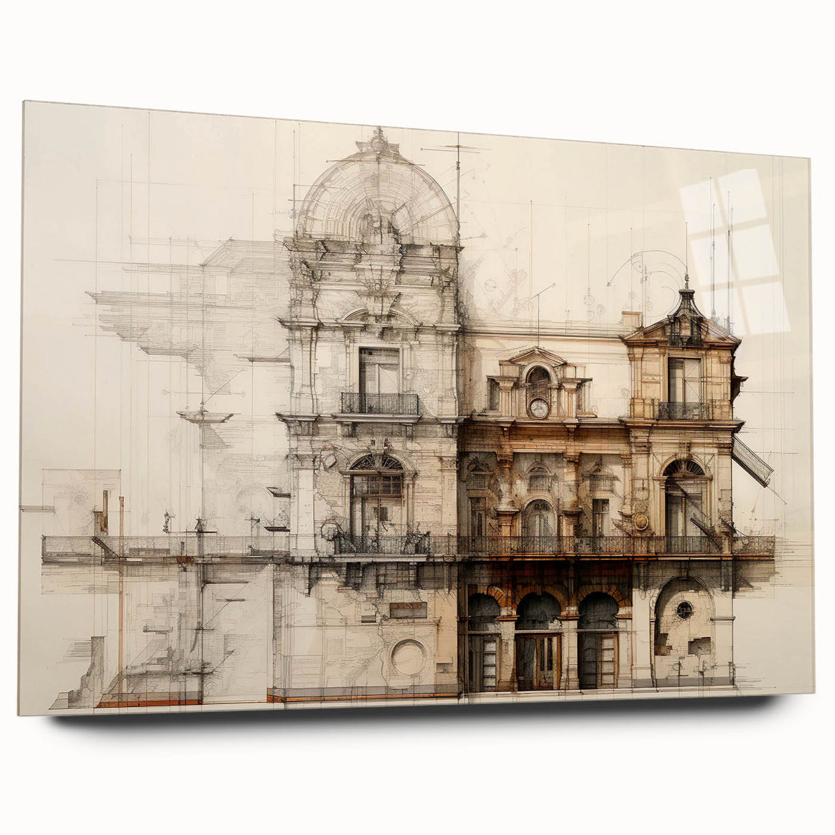 Historic Building Illustration – Vintage Architecture Print