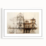 Historic Building Illustration – Vintage Architecture Print