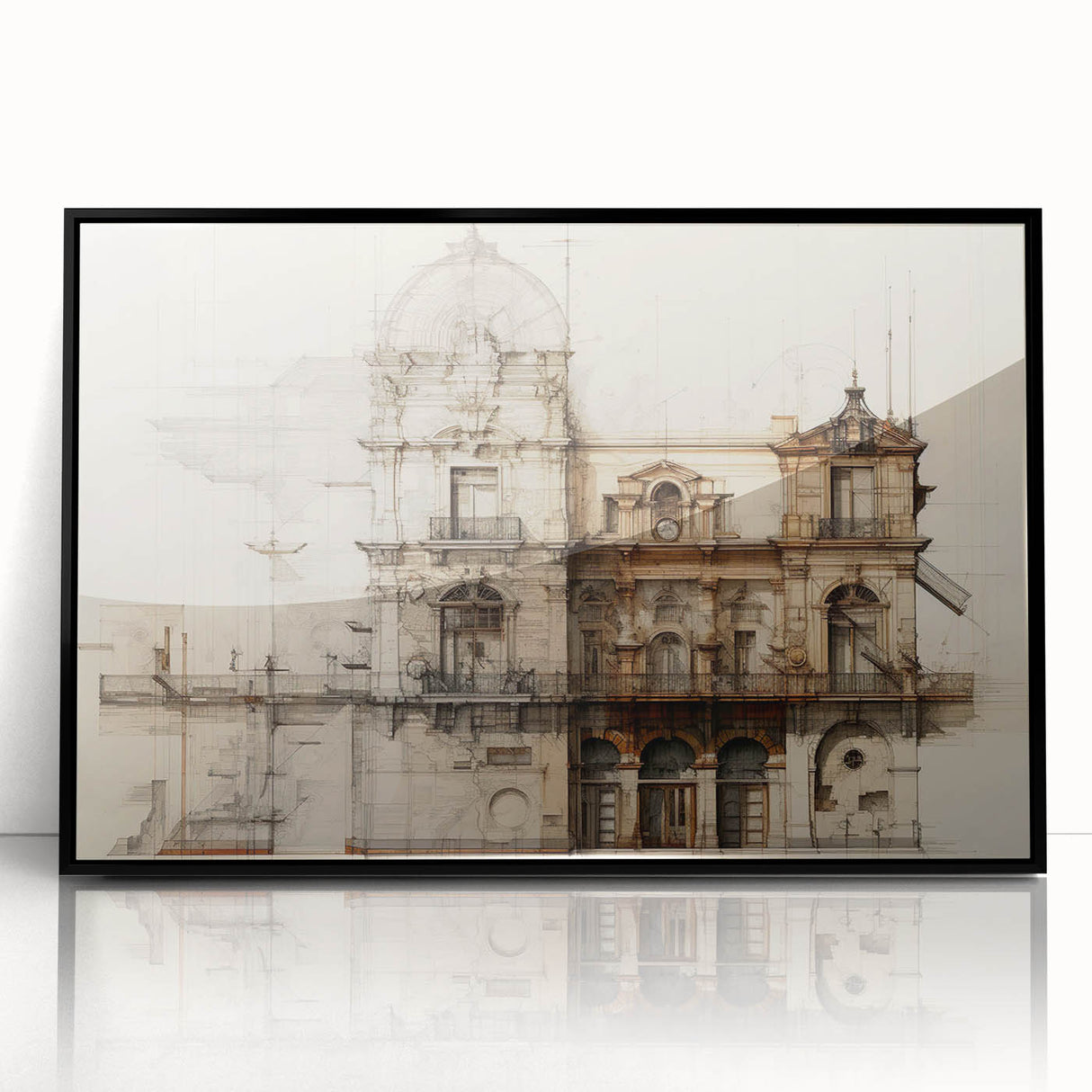 Historic Building Illustration – Vintage Architecture Print