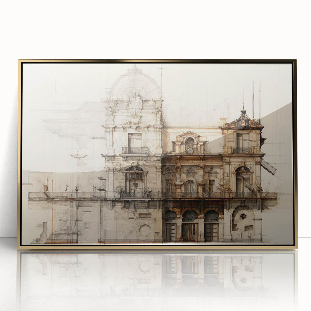 Historic Building Illustration – Vintage Architecture Print