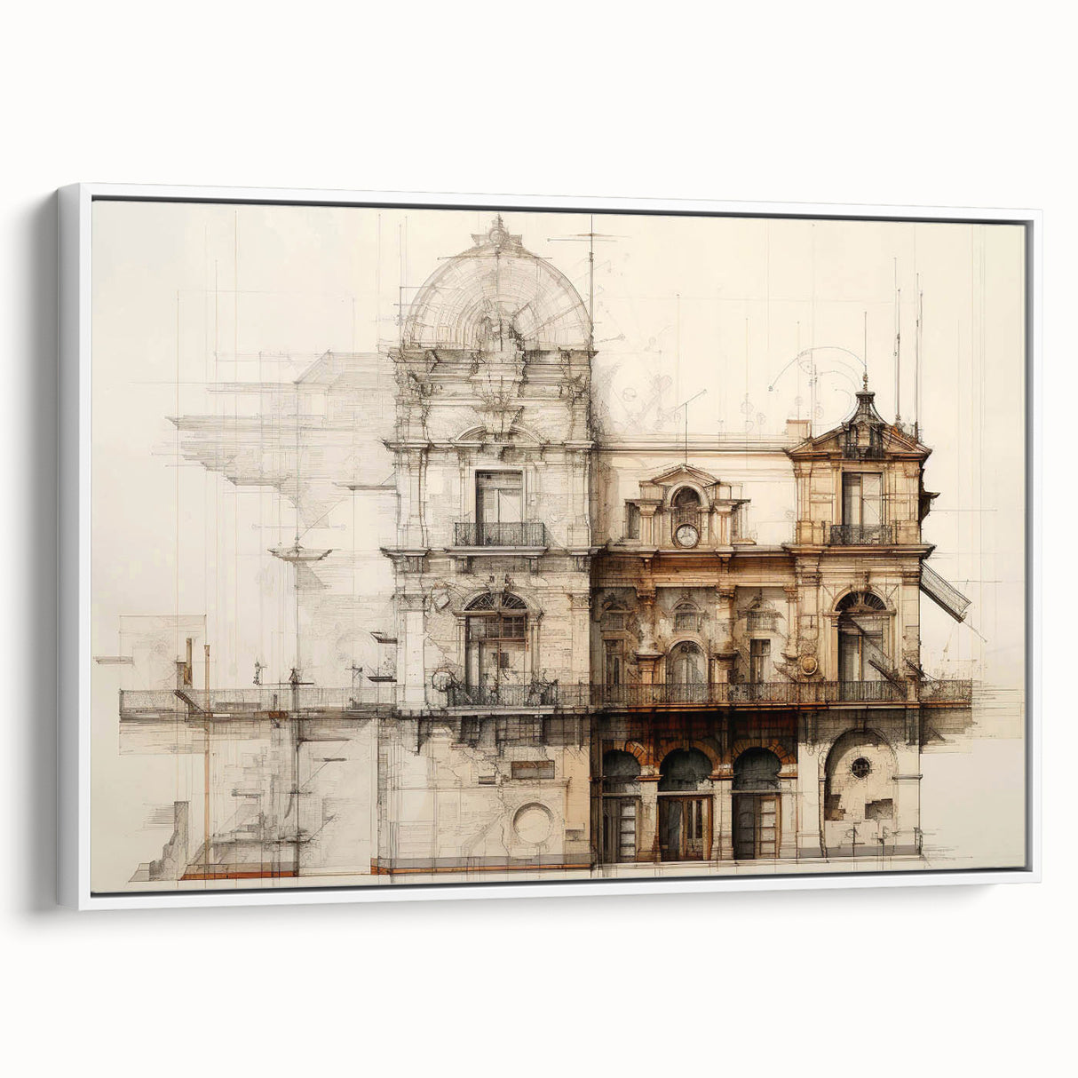 Historic Building Illustration – Vintage Architecture Print
