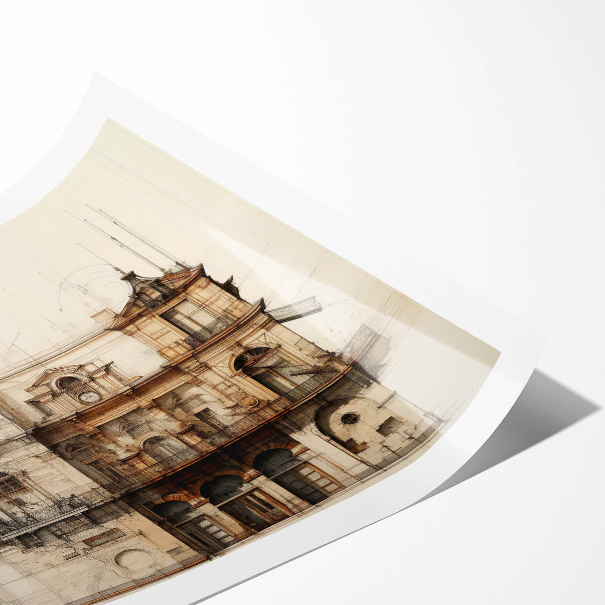 Historic Building Illustration – Vintage Architecture Print