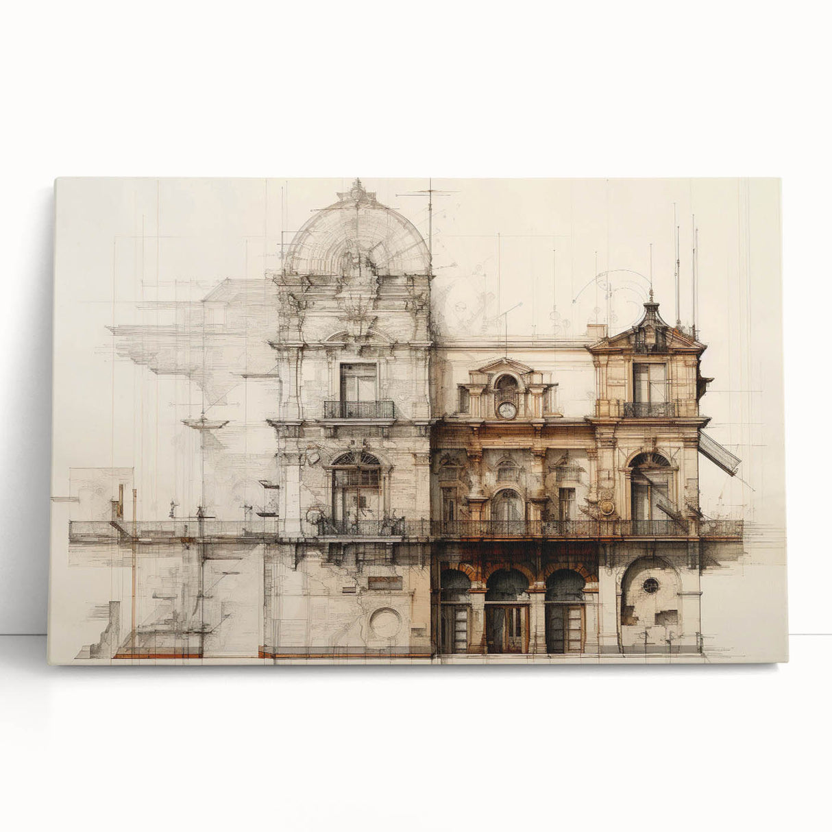 Historic Building Illustration – Vintage Architecture Print
