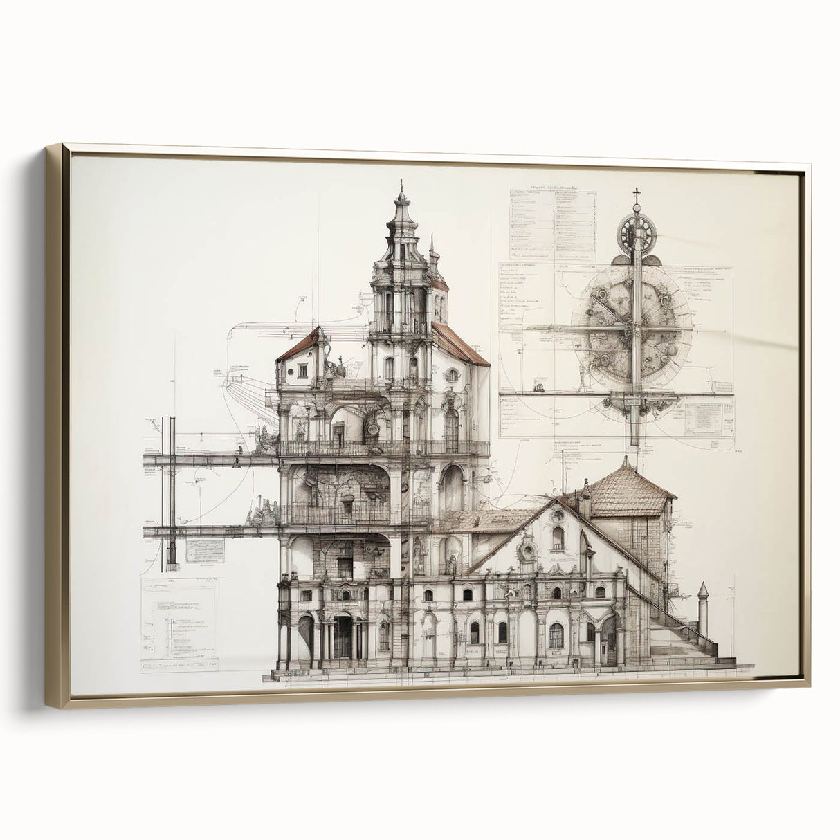 Vintage Church Architecture – Historic Building Illustration Print