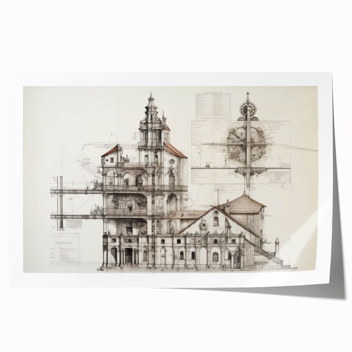 Vintage Church Architecture – Historic Building Illustration Print