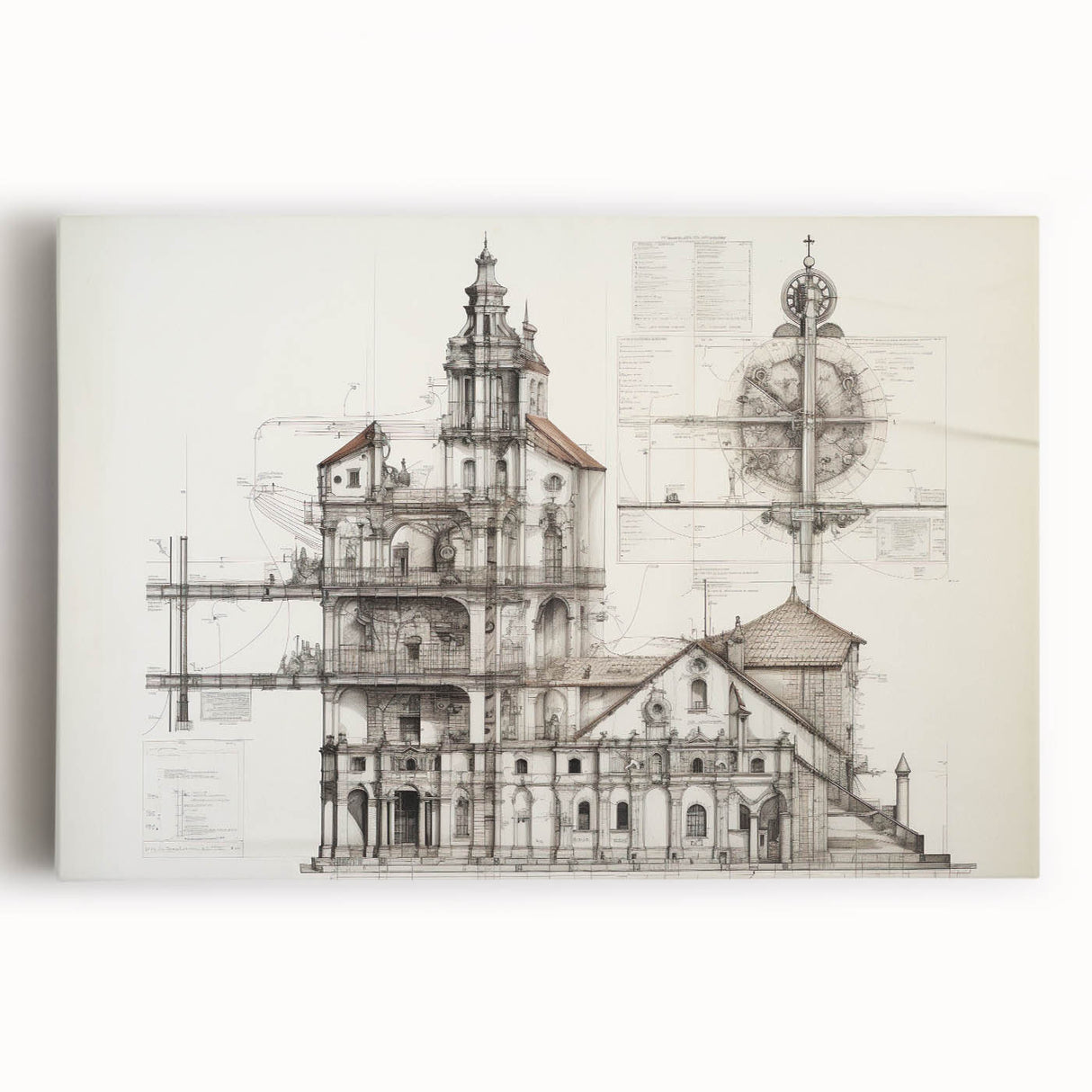 Vintage Church Architecture – Historic Building Illustration Print