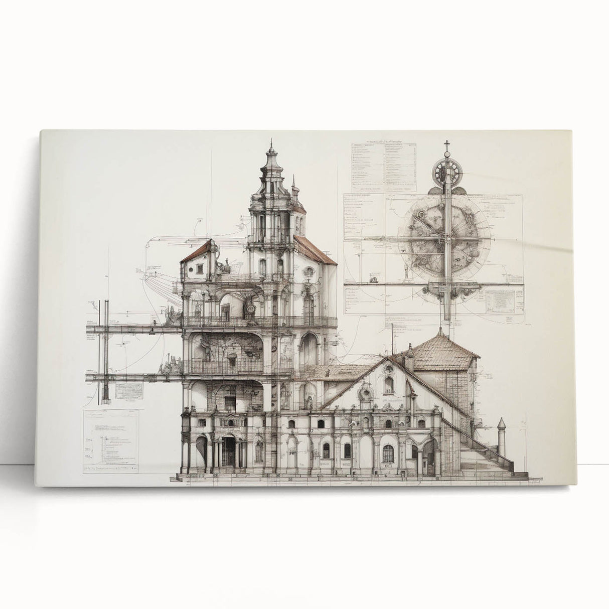 Vintage Church Architecture – Historic Building Illustration Print