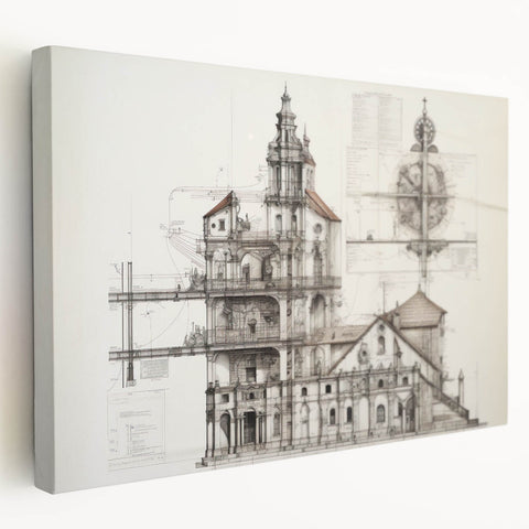 Vintage Church Architecture – Historic Building Illustration Print