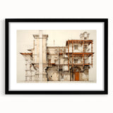 Vintage Architectural Wall Art – Historic Building Illustration Print