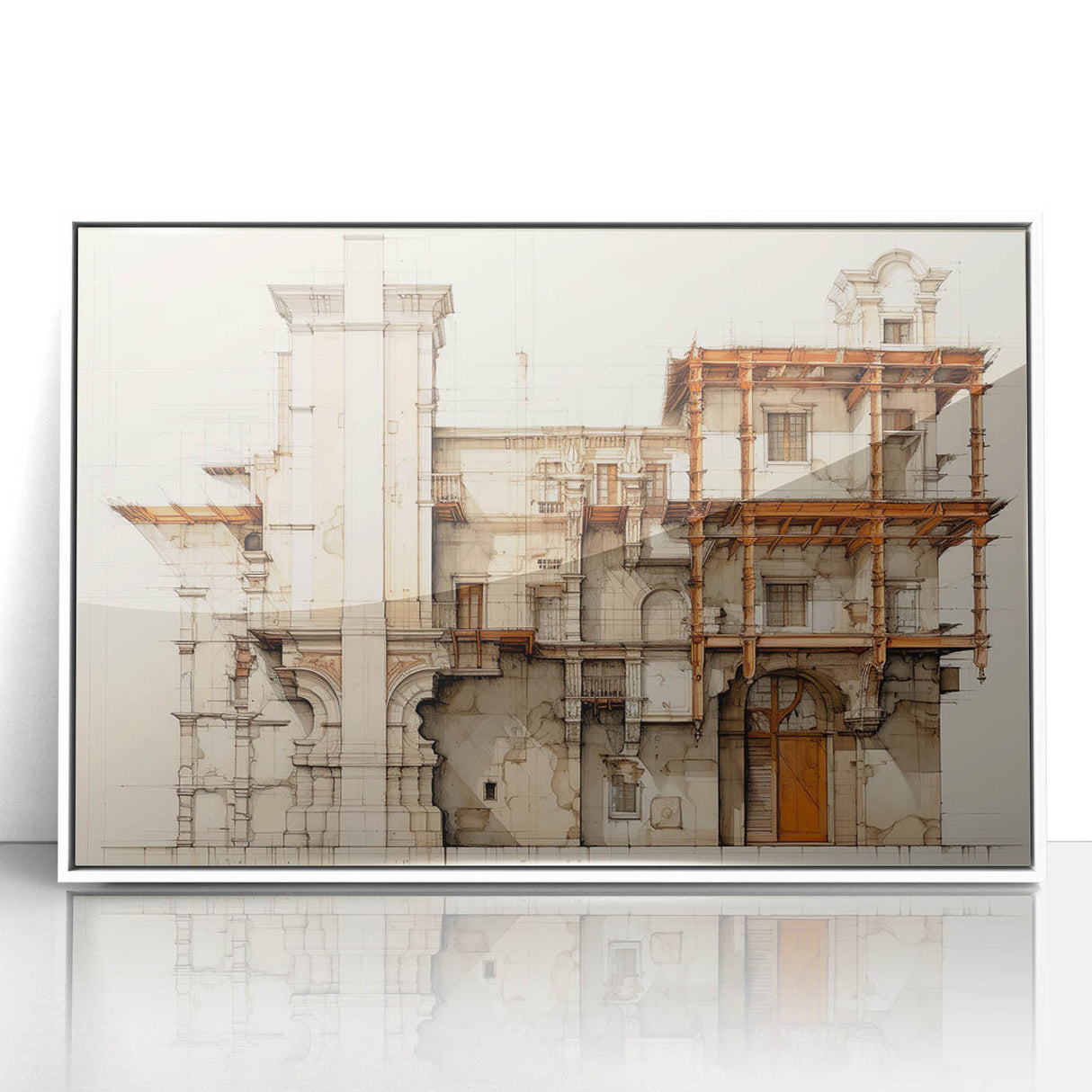 Vintage Architectural Wall Art – Historic Building Illustration Print