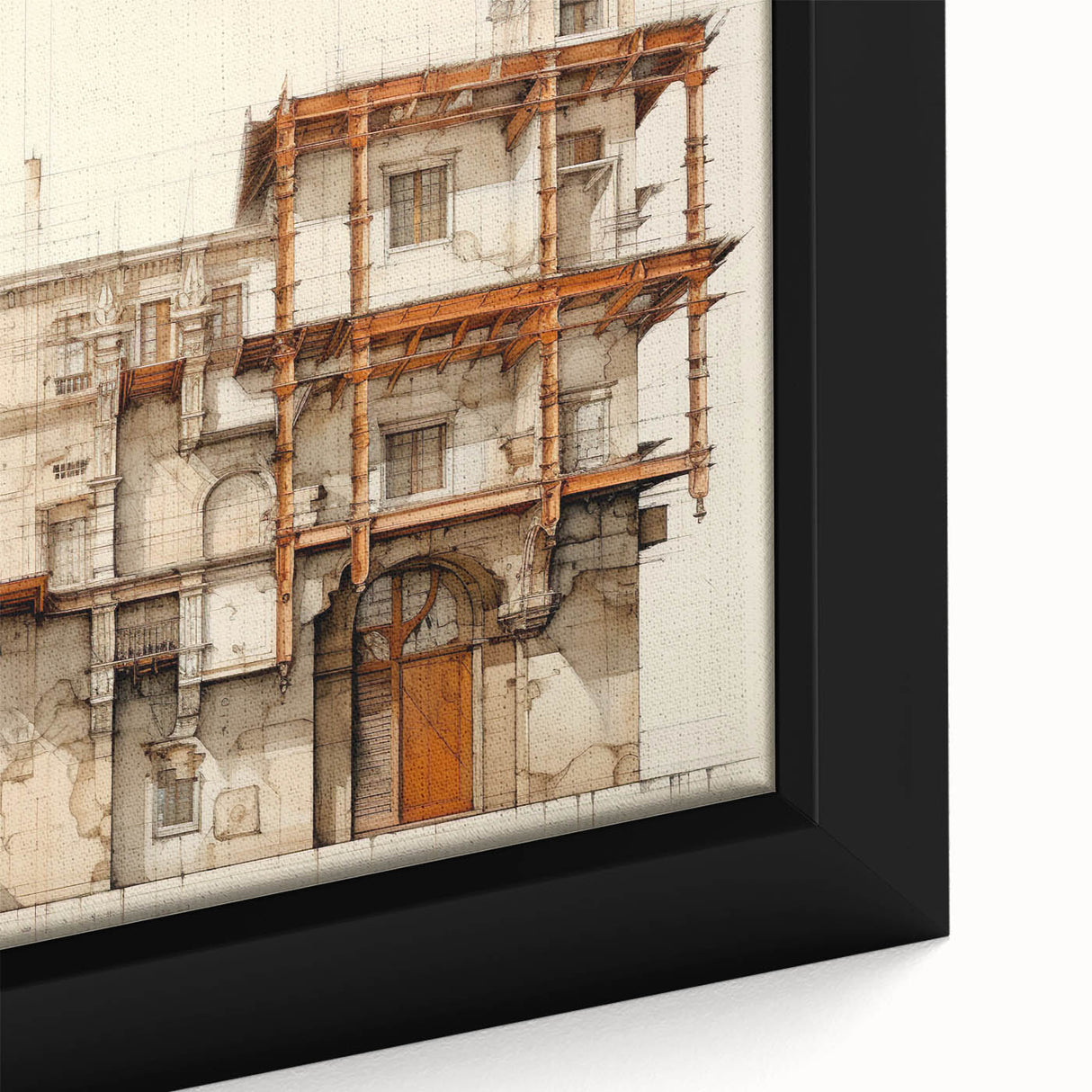 Vintage Architectural Wall Art – Historic Building Illustration Print