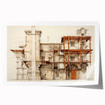 Vintage Architectural Wall Art – Historic Building Illustration Print