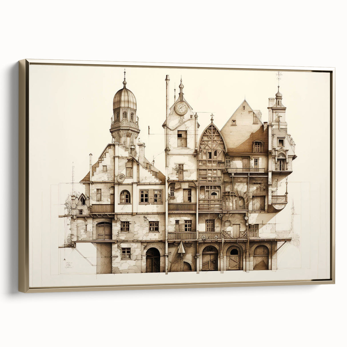 Architectural Wall Art - Vintage Building Illustration
