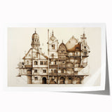 Architectural Wall Art - Vintage Building Illustration