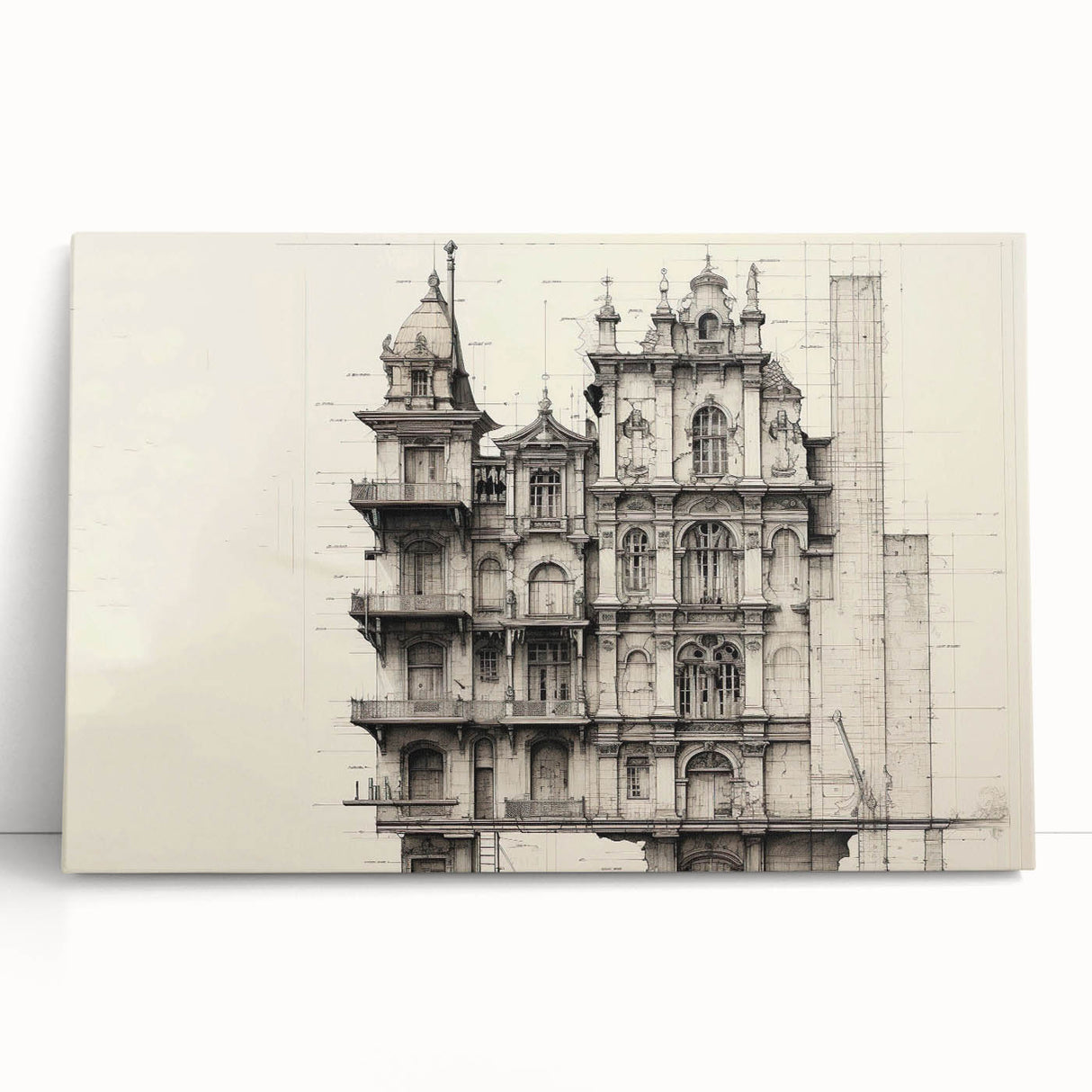 Architectural Wall Art - Historic Mansion Illustration