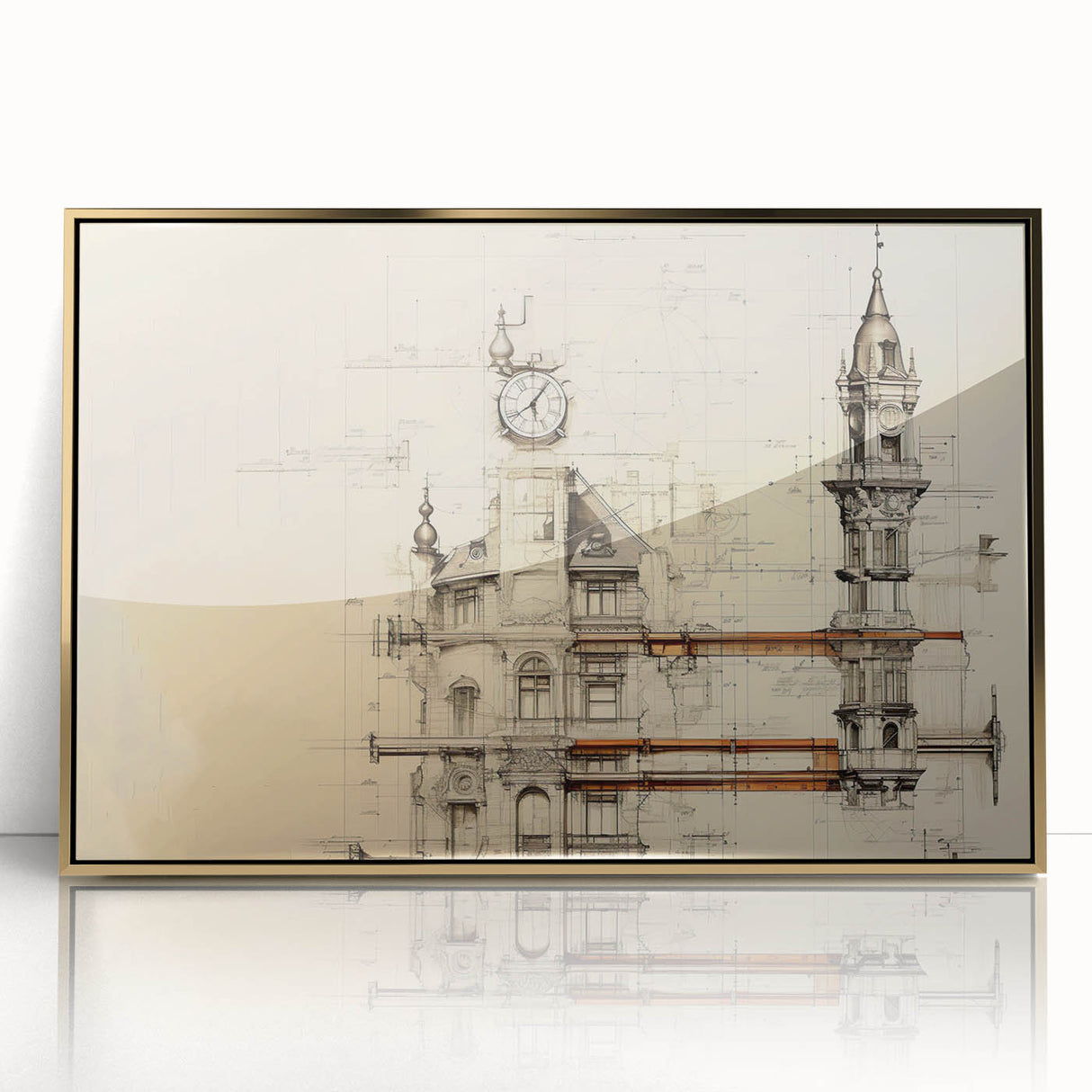 Architectural Wall Art - Clock Tower Illustration