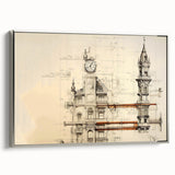 Architectural Wall Art - Clock Tower Illustration