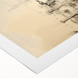 Architectural Wall Art - Clock Tower Illustration