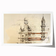 Architectural Wall Art - Clock Tower Illustration