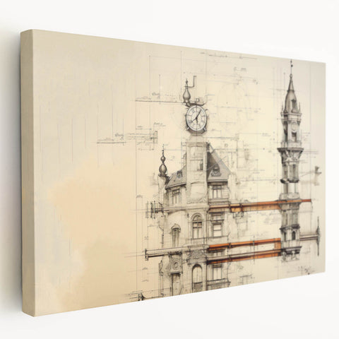 Architectural Wall Art - Clock Tower Illustration