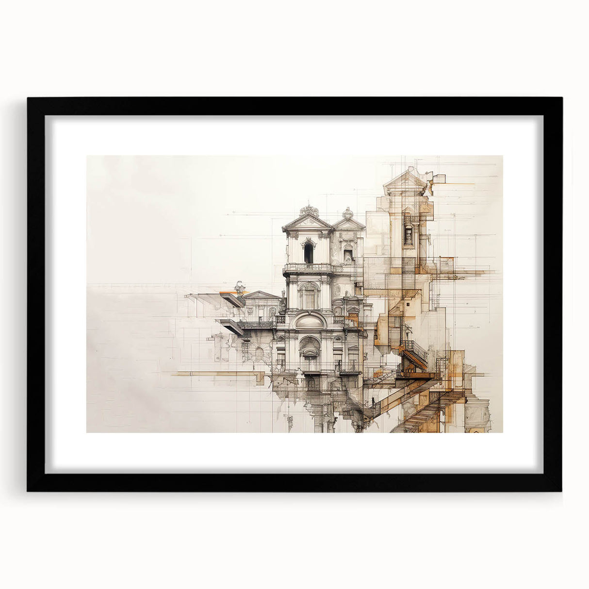 Architectural Wall Art - Historic Church Illustration