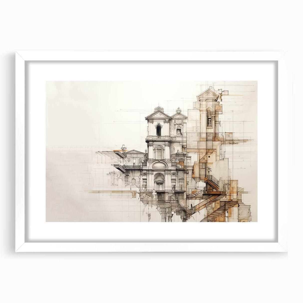 Architectural Wall Art - Historic Church Illustration