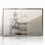 Architectural Wall Art - Vintage Clock Tower Illustration