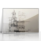 Architectural Wall Art - Vintage Clock Tower Illustration