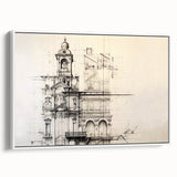 Architectural Wall Art - Vintage Clock Tower Illustration