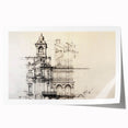 Architectural Wall Art - Vintage Clock Tower Illustration
