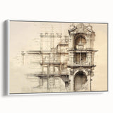 Architectural Wall Art - Vintage Facade Illustration