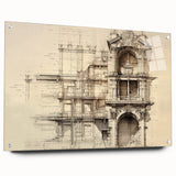 Architectural Wall Art - Vintage Facade Illustration