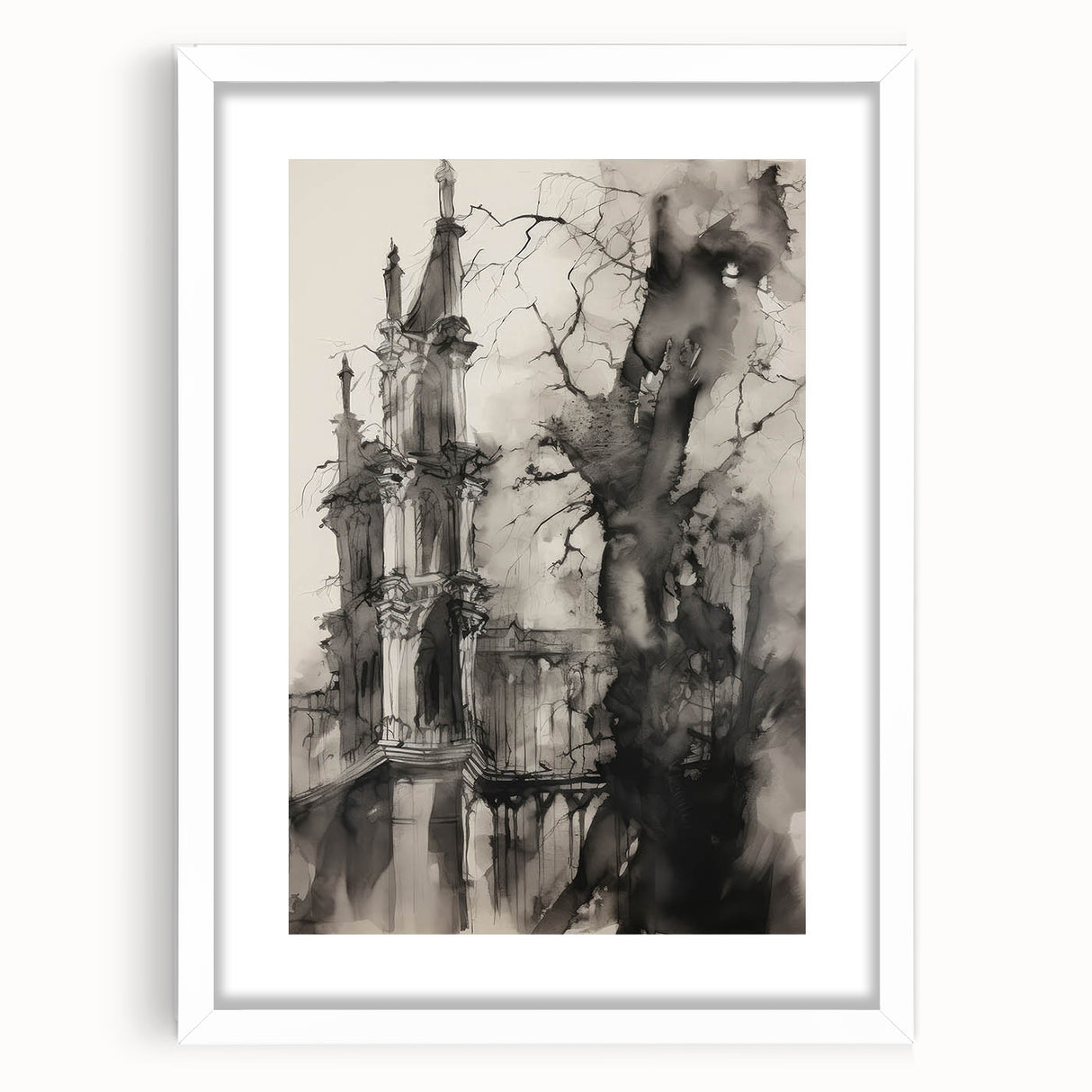 Architectural Wall Art - Gothic Tower Illustration