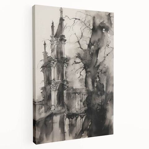 Architectural Wall Art - Gothic Tower Illustration