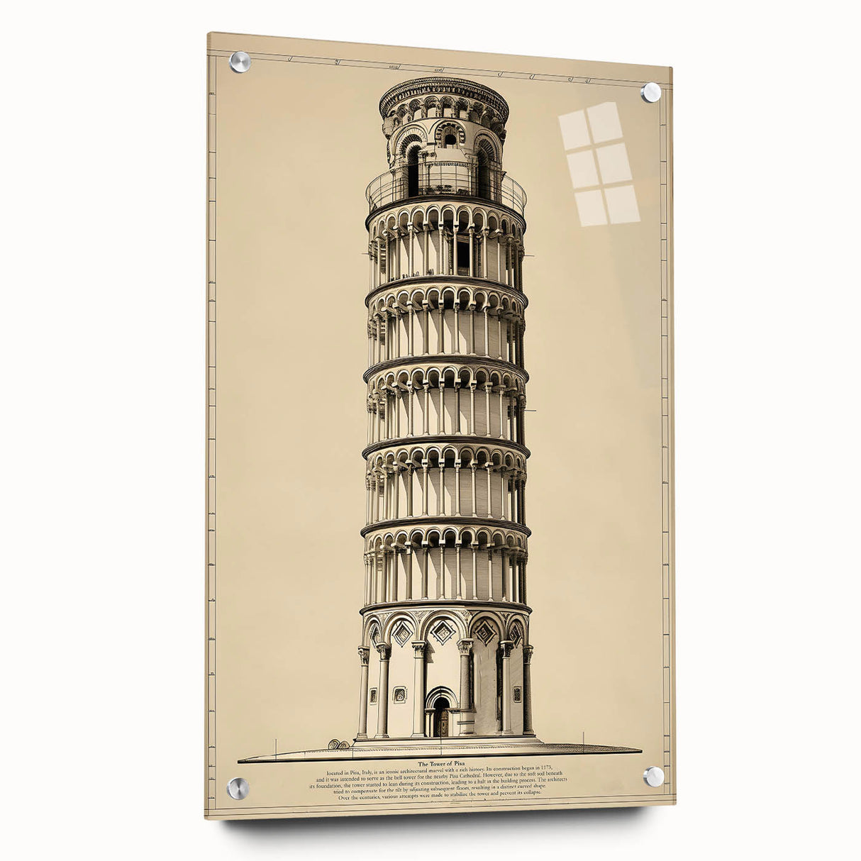 Architectural Wall Art: Leaning Tower of Pisa Print