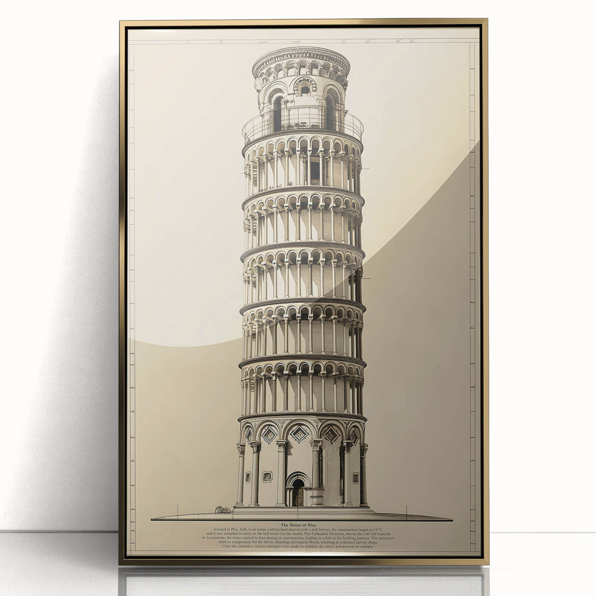 Architectural Wall Art: Leaning Tower of Pisa Print