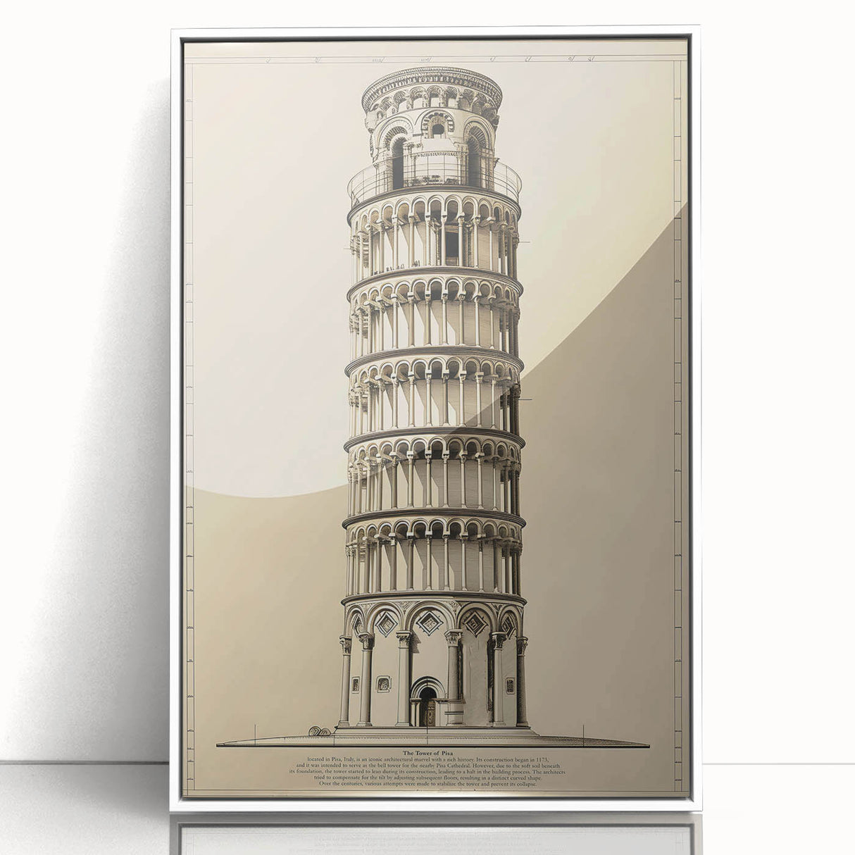 Architectural Wall Art: Leaning Tower of Pisa Print