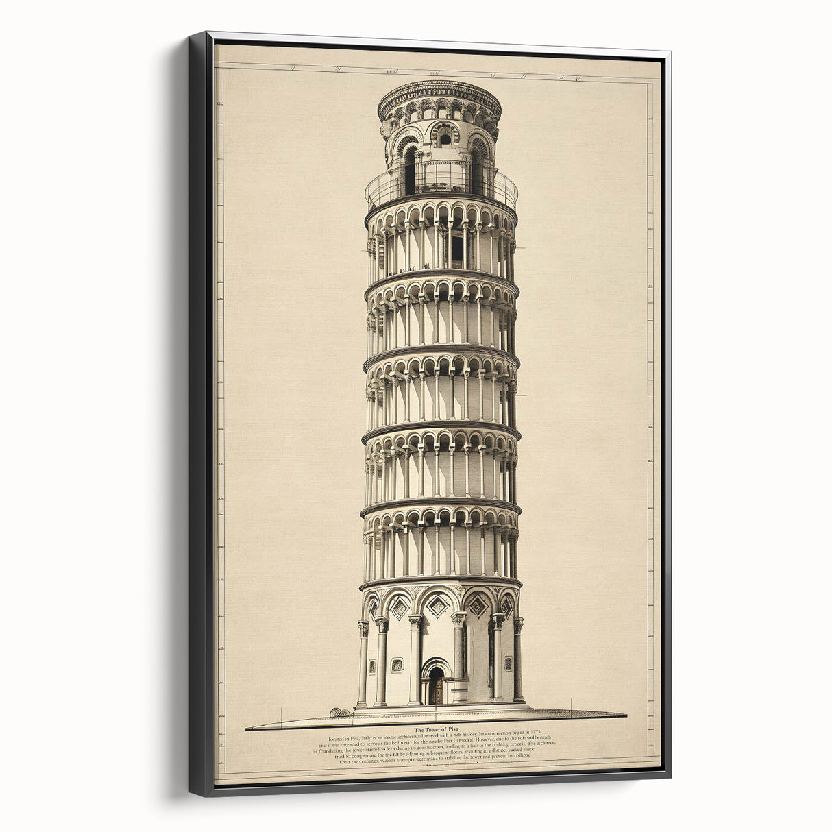 Architectural Wall Art: Leaning Tower of Pisa Print