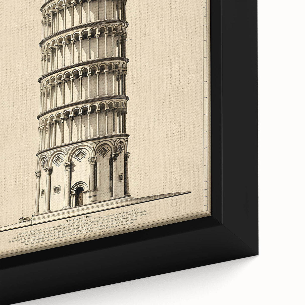 Architectural Wall Art: Leaning Tower of Pisa Print