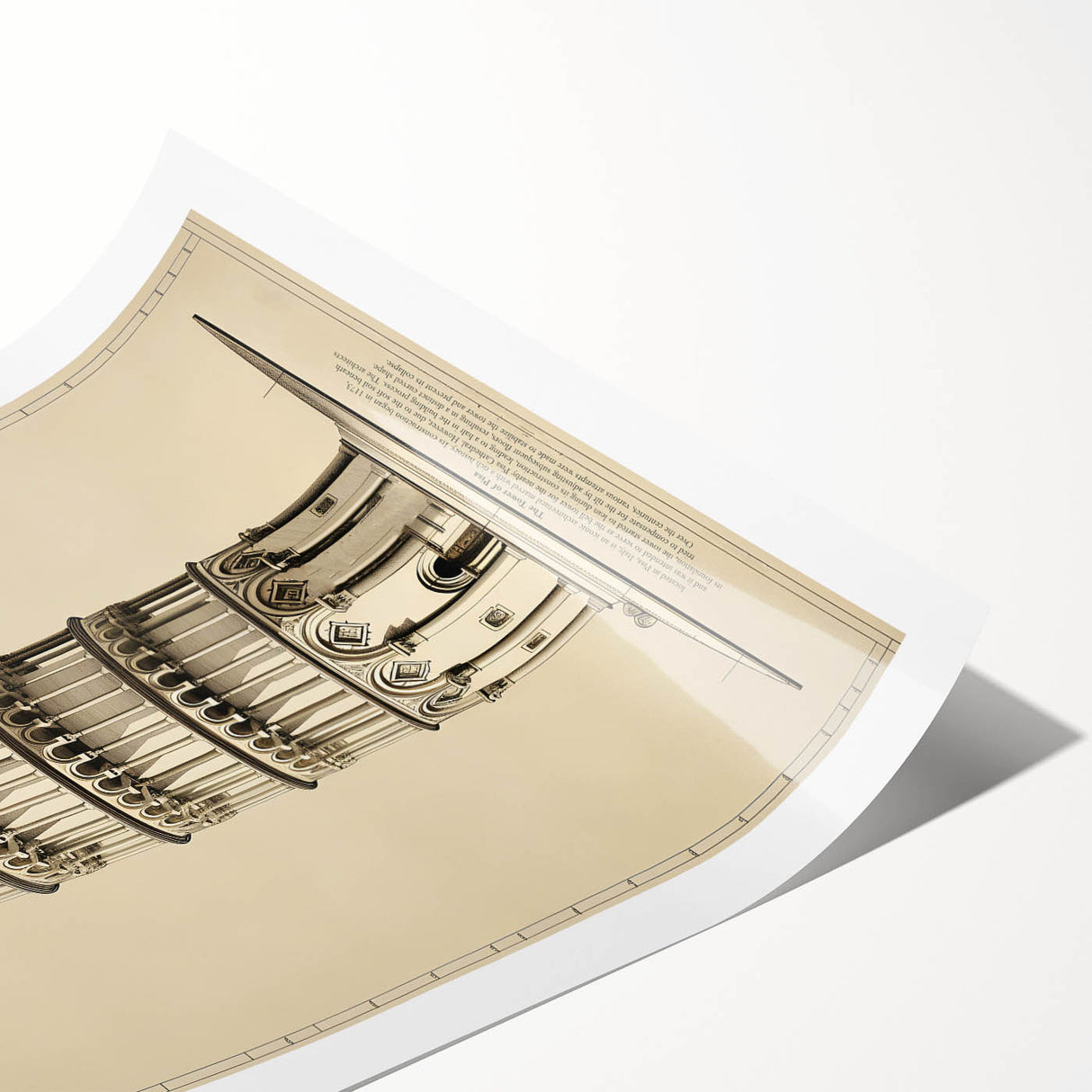 Architectural Wall Art: Leaning Tower of Pisa Print