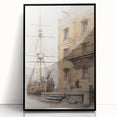 Architectural Wall Art: Historic Dock and Ship Illustration