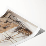 Architectural Wall Art: Historic Dock and Ship Illustration