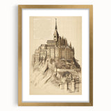 Architectural Wall Art: Mont Saint-Michel Illustration Print