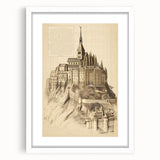 Architectural Wall Art: Mont Saint-Michel Illustration Print