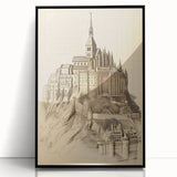 Architectural Wall Art: Mont Saint-Michel Illustration Print